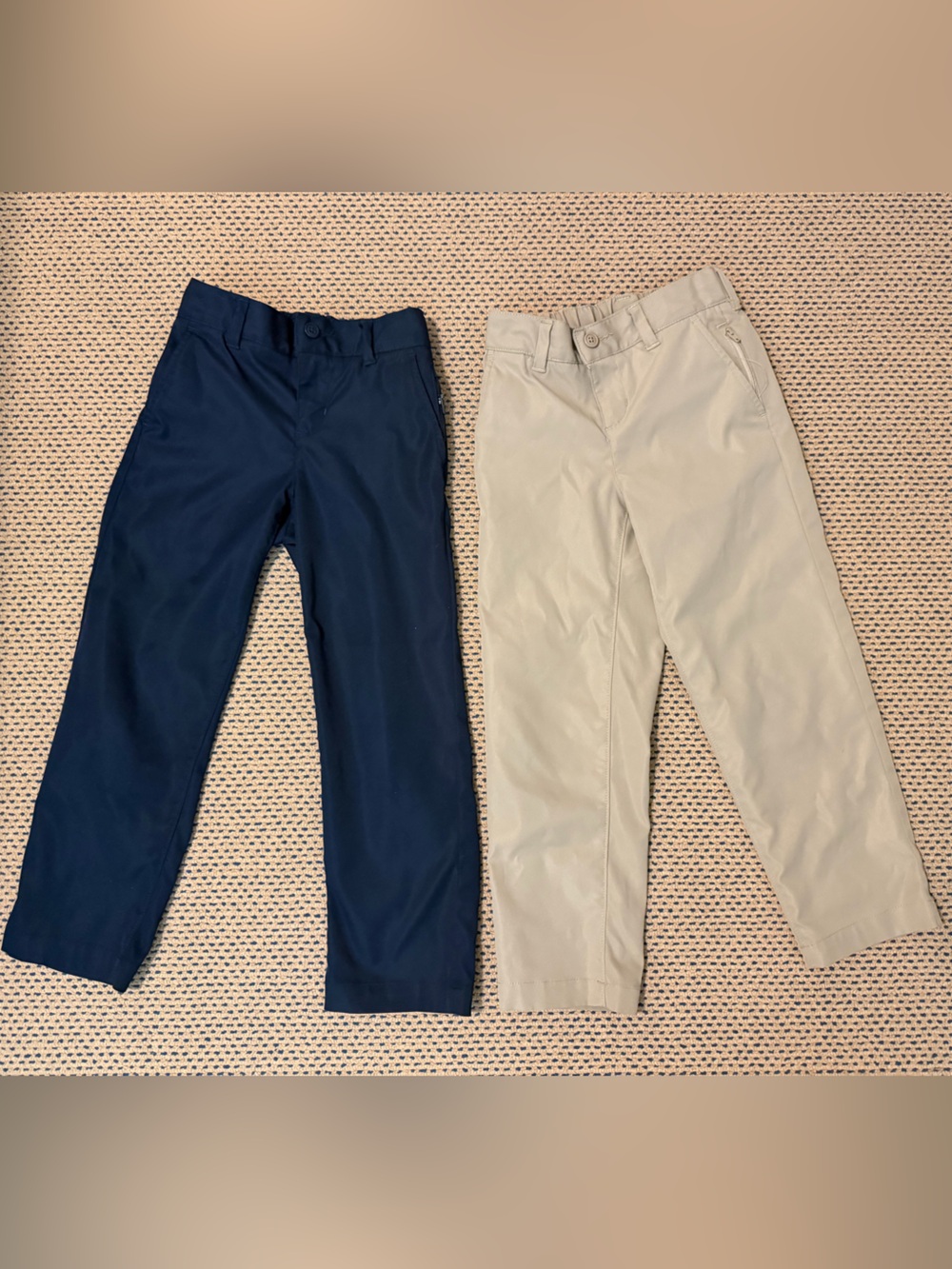 Lands’ End Kids Navy and Khaki Performance Fabric Pants - School Uniform